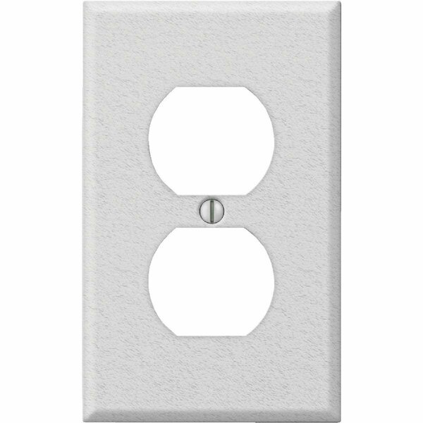 Amerelle PRO 1-Gang Stamped Steel Outlet Wall Plate, White Wrinkle C982DW